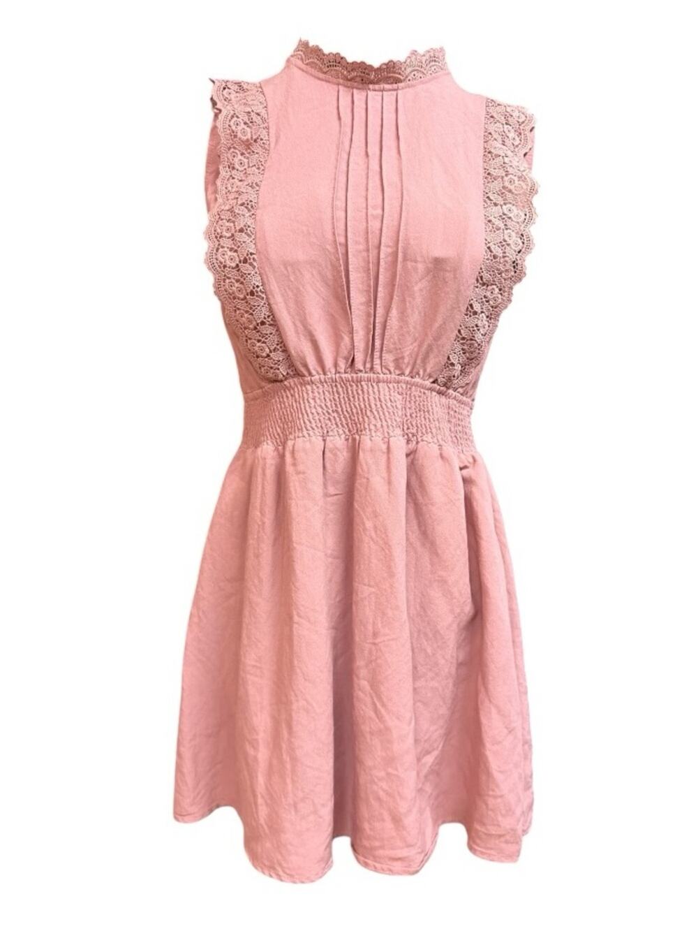 Sweet Wanderer Dusty Pink Lace Detail Dress Medium